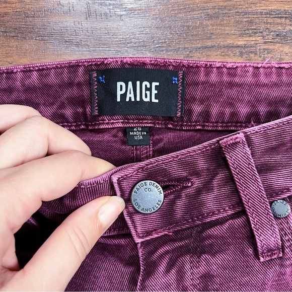 PAIGE • Hoxton Straight Crop jeans burgundy Vintage Dark Currant wine maroon - Picture 5 of 11